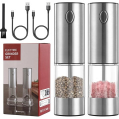 YISUN Электрическая мельница для соли и перца, набор из 2, мельница для перца из нержавеющей стали, электрическая 95 мл, электрическая мельница 
