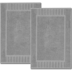 White Classic Комплект из 2 ковриков для ванной комнаты, 86 x 56 см, махровый коврик для ванной в стиле отеля, 2 штуки, светло-серый, двусторонний, маши