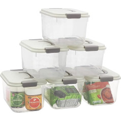 EZOWARE 6L Clear Storage Box with Lid, 6 Pieces Portable Transparent Carry Containers Plastic Box Organiser with Top Handle for Household, Kitchen, and Bathroom Storage