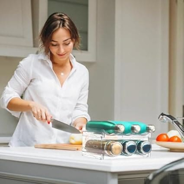 Стойка для бутылок, стойка для бутылок, штабелируемая стойка для вина, 2 слоя пластиковых держателей для бутылок, органайзер для бутылок в х