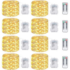 kolpop Набор из 8 Фей Огни Батарея, 12 м 120 LED 8 режимов провода с пультом дистанционного управления и таймером Водонепроницаемый для Открытый Кр