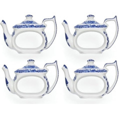Spode Blue Italian Teapot Napkin Rings 4 Pack Ceramic Napkin Rings 2.5