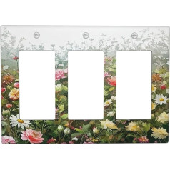 Boho стиль света выключатель крышка пластины красочные полевые цветы зеленые листья растения 3 Gang стены пластины тройной рокер переключател