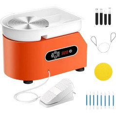 Ovshnrr 25 см гончарный круг, 350 Вт гончарный круг с ЖК-дисплеем, машина для керамической глины, ножной привод гончарного круга с раковиной со съ