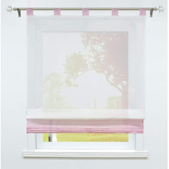 SCHOAL Римская штора с петлями, прозрачная римская штора, штора с петлями, современная вуаль, 1 шт, Ш x В 45 x 155 см, розовый