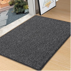 BEQHAUSE Doormat Indoor Dirt Trapper Door Mats Non-Slip Dirt Trapper Mat Washable Entrance Mat for Front Back Door, Entrance, Hallway, 80 x 120 cm, Charcoal