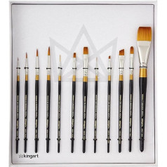 KingArt Original Gold Wood Handle Brush Set 12/Pkg-