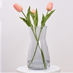 Hroevc Прозрачная стеклянная ваза для тафеля, Blumenvasen für Blumenstrauß für Hochzeit und Heimdekoration, 20,3 см, Grau