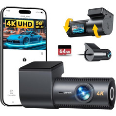 Автомобильная камера 4K + 1080P с передней и задней панелью приборов с картой памяти 64 ГБ, 5 ГГц WiFi камера с дисплеем IPS 3,8 см, широкий угол 170°, G-се