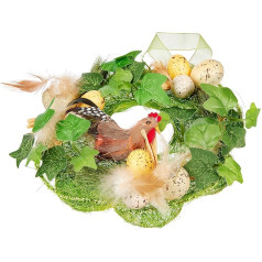 HEITMANN DECO 65059 Сизалевый венок с весенним цыпленком из перьев и яиц