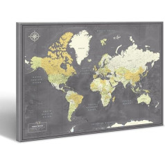 Pin Adventure map World Map Pin Board on Canvas - World Map Canvas - World Map with Pins for Travel Tracking by Pin Adventure map (60 x 80), в цвете (серый)