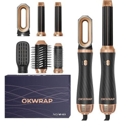Набор стайлеров для волос 6 в 1 OKWRAP Airstyler с круглой щеткой-феном Hair Styler Warm Air Brush Thermal Brush Airflow Curling Iron Automatic Volume Blow Dryer Brush for Straightening, Drying, Volume, Curls