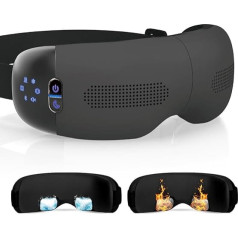 Массажер для глаз HubiCare с тепловой и охлаждающей масками - 3D вибрация с разминанием подушек для устранения темных кругов, отечности и мигрен