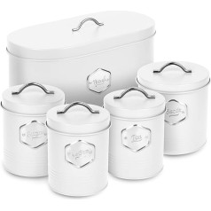 Набор белых канистр для кухни, стильный набор из 5 частей для хлеба, печенья, сахара, кофе, чая, набор для хранения, герметичные контейнеры с 