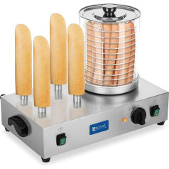 Royal Catering Hot Dog Machine Professional Catering Hot Dog Maker Rchw 2300 (Мощность 2 x 300 Вт; 0 - 95 °C; Высота 24 см, Диаметр цилиндра 20 см Глубина 4 тостовых стержня)