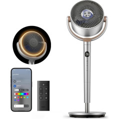 Dreo Smart напольный вентилятор с RGB подсветкой, 120 ° + 120 ° колебательный вентилятор с пультом дистанционного управления, 20 дБ тихий напольный ве