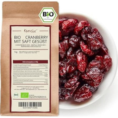 Kamelur 1 кг органической сушеной клюквы - ароматная клюква без серы с естественной сладостью яблочного сока - сертифицированное органическое 
