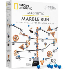 NATIONAL GEOGRAPHIC Magnetic Marble Run Set - 150-Piece STEM Building Set for Children, Adults with Magnetic Range, Trick Pieces & Marbles for a Marble Maze on Any Magnetic Surface