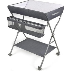 Maydolly Baby Folding Changing Unit, мобильный пеленальный столик с колесиками и ковриком для пеленания, водонепроницаемый и регулируемый по высоте, пелен