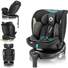 Детское кресло LIONELO Navy i-Size Rotating 360o, 40-150 см, группа 0+1 2 3, крепление вперед и назад, ISOFIX и опорная ножка, регулируемые подголовник и спинка, вста