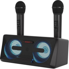 Караоке-машина с 2 беспроводными микрофонами, караоке-система HiFi с 20-ваттным динамиком Bluetooth, коробка для вечеринки, улицы, дня рождения (чер