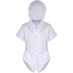 FEESHOW новорожденный ребенок крестины одежда мальчики девочки ромпер жилет с шляпой набор из 3 младенцев джентльменский набор для крестины с