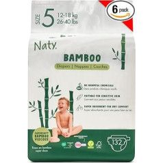 Naty Bamboo Baby Bamboo Viscose Nappies - шелковые мягкие подгузники на растительной основе, дерматологически протестированные для чувствительной кожи и су