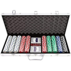 Invero 500 Piece Classic Deluxe Poker Set - Включает 11,5g цветные фишки, кости и карты - Веселая семья, друзья, портативный вечер игр в казино - В комплекте с алюм