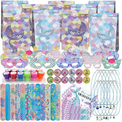 Сумки для вечеринки с русалками, набор сумок для детского дня рождения с русалками, приглашения с русалками, подарочные пакеты, ожерелья, м