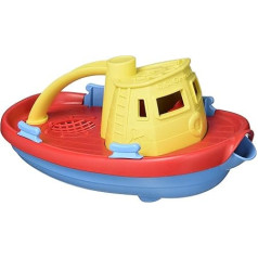 Green Toys Tug Yellow/Red/Blue CB - Pretend Play Motor Skills Children's Bath Toy Floating Casting Vehicle No BPA, Phthalates, PVC Dishwasher Safe, Recycled Plastic, Made in USA