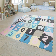 Детский коврик-пазл Play Mat Пенопласт Буквы Цифры 36 пазлов, цвет: Разноцветный, Размер: 32 x 32 см x 36 шт.