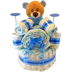 Торт из подгузников в форме музыкального барабана, 47 подгузников Dodot Размер 3 (4-10 кг), 1 мишка 15 см, новорожденный, унисекс, разноцветный, непр