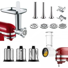Набор из 2 аксессуаров для Kitchenaid, включает мясорубку с 4 дисками для измельчения, 3 рожка для набивки колбасы и 3 измельчителя для насадок Kitche