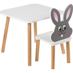 Playpals Furniture Детский стол со стульями, детский стол-стул из дерева, 50 x 50 см, натуральная мебель для сидения для детей 3, 4, 5, 6, 7 лет, набор детских
