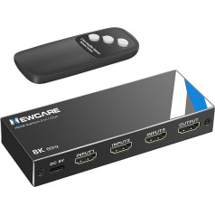 NEWCARE HDMI 2.1 Switch 3 in 1 Out, 8K @ 60Hz HDMI Switch with Remote Control, 4K @ 120Hz HDMI Splitter 3 in 1 Out Supports 48Gbps, Dolby Atmos, HDR 10+. Автоматический HDMI-переключатель для PS5/4 Blu-Ray плеера