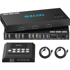 4K@60Hz HDMI KVM переключатель USB 3.0 2 монитора 2 компьютера EDID эмуляторы, двойной монитор KVM переключатель для 2 ПК общий 2 дисплея и 4 USB 3.0 портов SPDIF L