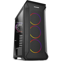 Nox Hummer Quantum -NXHUMMERQUANTUM ARGB ATX-Micro ATX-ITX Case, 4 предустановленных вентилятора ARGB 120 мм, закаленное стекло, место для 6 вентиляторов, USB 3.0, черный