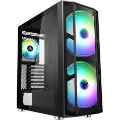 iTek MAJES 20 EVO ITGCAMAJ20E Игровой ПК Full Tower ATX, 2 x 20 см вентилятора, RGB адресация, USB3, боковая и передняя панели из закаленного стекла, черный,