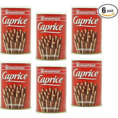 Вафельные роллы Caprice с кремом со вкусом какао и фундука, 400 г, упаковка из 6 (6 x 400 г) Papadopoulos