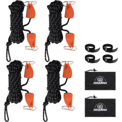 HIKEMAN 6 мм Светоотражающие Веревки Веревки - 10 м Легкий Веревка Палатка Шнур с Натяжитель Регулятор для Палатки Брезент Кемпинг (10 м Черный - 4 