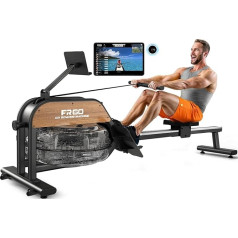 Гребной тренажер FYSIQ для дома, гребные тренажеры с резервуаром для воды 28 л, светодиодный монитор Bluetooth и регулируемый держатель для планше