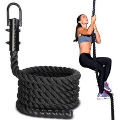 Выбирайся! Workout Fitness Training Climbing Rope, Black, боевой канат для детей и взрослых, тренировки на открытом воздухе и в закрытом спортзале, черный, 20 фут