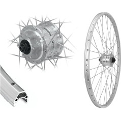 Переднее колесо Bärwinkels 26 дюймов серебристое с дисковой ступицей Shimano Dynamo DH-3D32 19-559 Disc 6-Hole Disc Brake Quick Release