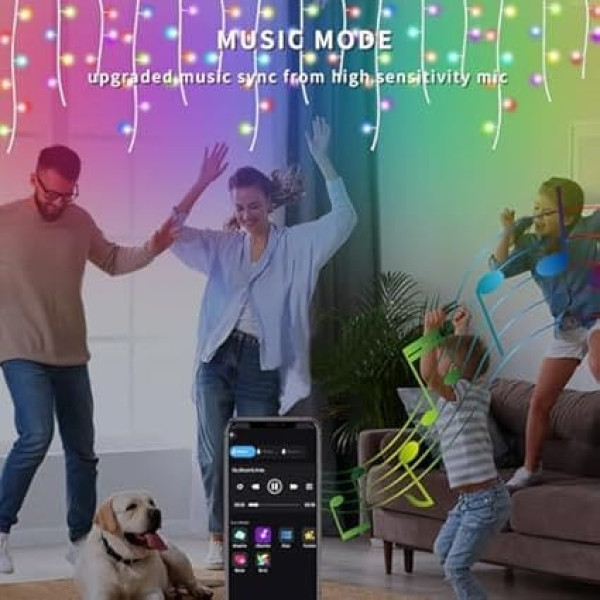 Открытый Рождественский светильник, Icicle Fairy Lights, 13 м, 400 LED RGB 16 миллионов цветов, Smart LED Christmas Lighting App Control для гостиной, дома, Рождественские огн