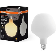 OSRAM Vintage 1906 Big Apple - диммируемая светодиодная лампа с нитью накаливания в форме яблока, мощность 7,3 Вт при 806 лм, патрон E27, матовое стекло, диаме