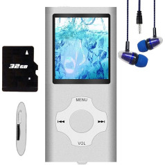Hotechs MP3-плеер MP4-плеер MP3-плеер с картой памяти 32 Гб (серебристый)