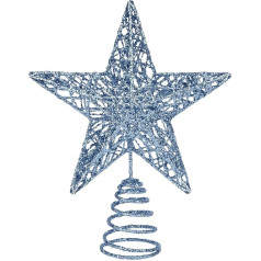 KEYIDO Blue Star Christmas Tree Topper for Christmas Tree Metal Christmas Tree Topper for Christmas Decorations Ornaments 20cm