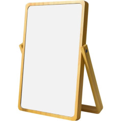 Lurrose Деревянная рама Vanity Mirror Ванная комната Vanity Mirror Настольное вращающееся зеркало с деревянной подставкой для гостиной 31x22 см