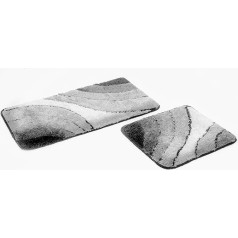 Goodway Wave 2-Piece Bath Mat Set Grey