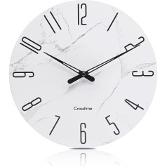 Crosstime Современные настенные часы 12 дюймов - стеклянные настенные часы на батарейках бесшумные без тиканья для ванной комнаты гостиной кухн
